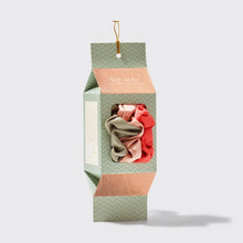 Kitsch Holiday Ornament Satin Scrunchies 3pc Set- Pinksettia