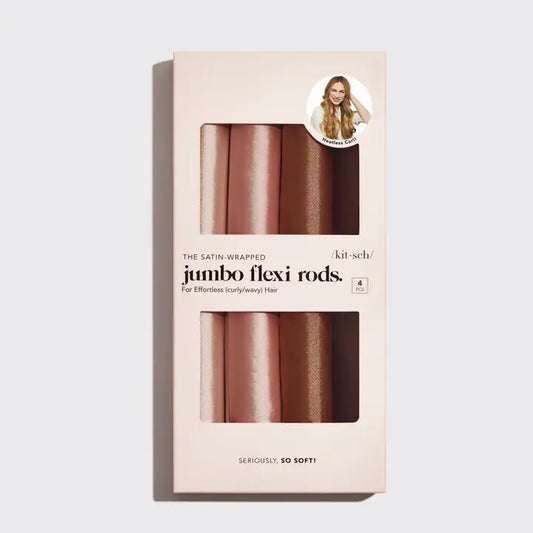 Kitsch Satin Jumbo Flexi Rods 4 Pcs- Rosewood
