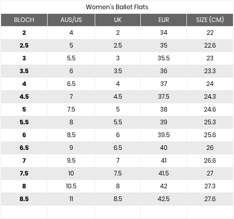 Bloch ballet shoes discount sizing