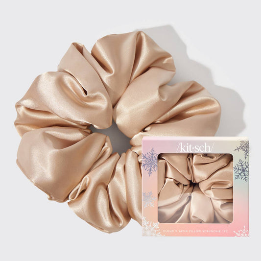 Holiday Cloud 9 Satin Pillow Scrunchie 1pc - Champagne