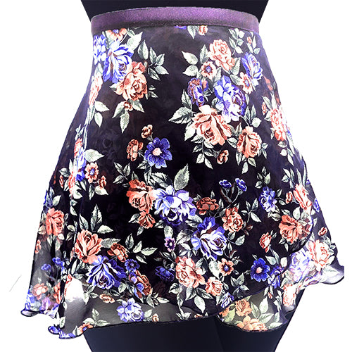 Dasha Floral Blues Chiffon Wrap Skirt Ladies 14''