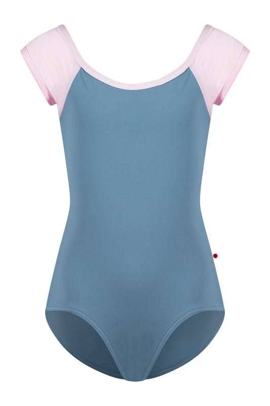 Yumiko RTW Wendy Kids Blue Grey Cap Sleeve Leotard