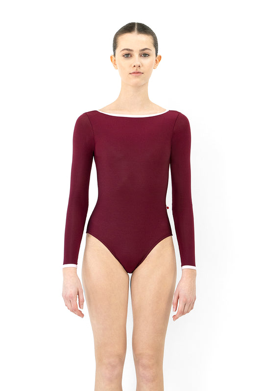 Yumiko RTW Sofiane Burgundy 3/4 Sleeve Leotard