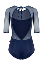 Yumiko RTW Olivia Dark Blue 3/4 Sleeve Mesh Leotard