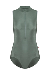 Yumiko RTW Charlotte Sage Zip-Front Leotard