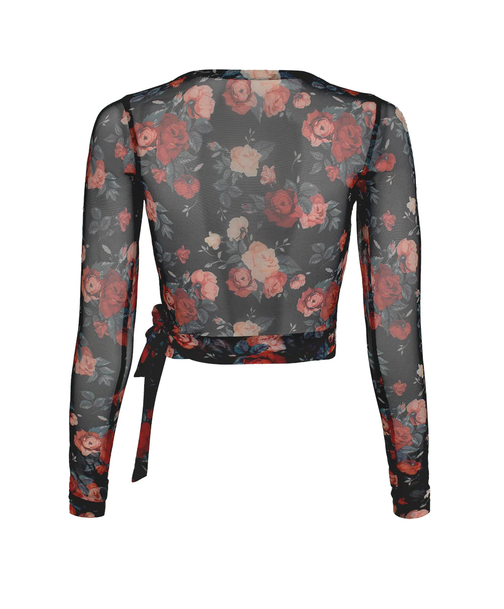 Eleve Dancewear Wrap Top in Bed of Roses