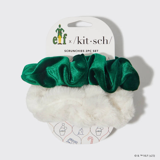 Kitsch Elf X Kitsch Scrunchies 2pc - White & Green