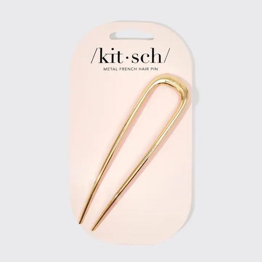 Kitsch Metal French Hair Pin 1pc- Gold