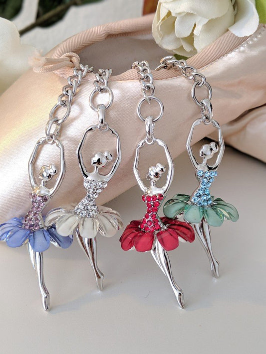 American Dance Supply Silver Ballerina Keychain