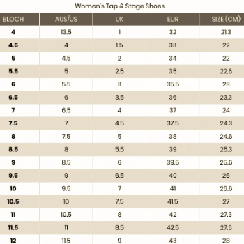 Size Conversion Louis Vuitton Sizes Shoes Bloch Merry Jane Tap